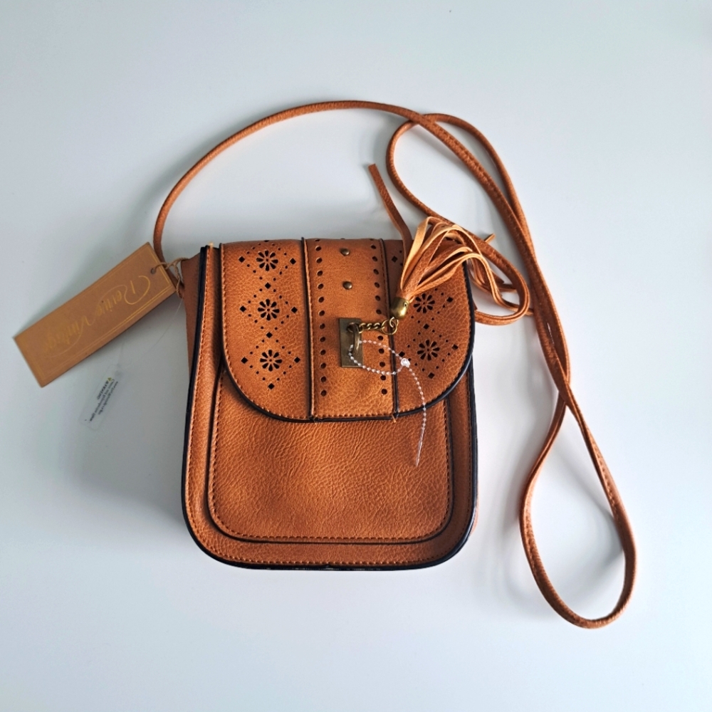 Vintage Vegan Leather Crossbody Bag - Tags Still On